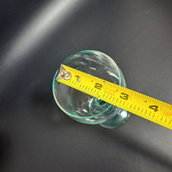Clear Glass Goblet With Green Stem - Picture 7 of 8